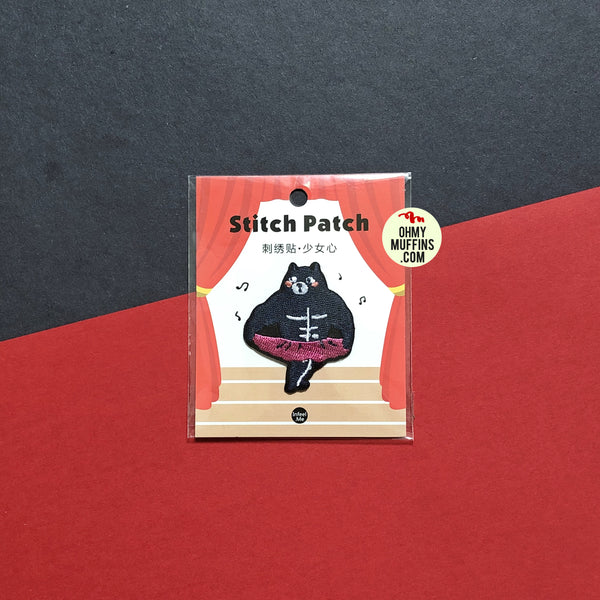 Black Bear Club Ballet Bear Embroidered Sticker Patch