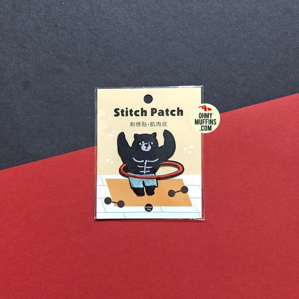 Black Bear Club Gym Bear Embroidered Sticker Patch