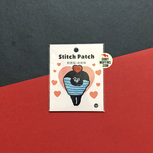 Black Bear Club [In Love Bear] Embroidered Sticker Patch
