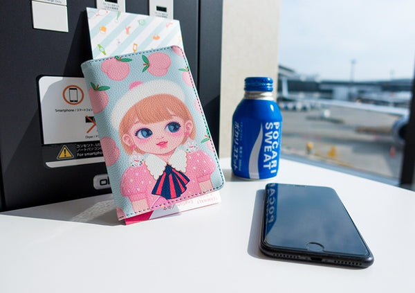 Dolly Girl [Blue Peach] Passport Cover Holder By Milkjoy