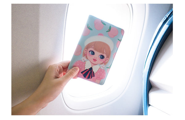 Dolly Girl [Blue Peach] Passport Cover Holder By Milkjoy