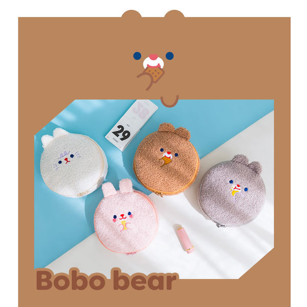 Bobo [Grey Mouse] Round Cosmetic Pouch By Milkjoy