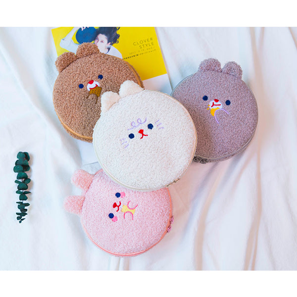 Bobo [Grey Mouse] Round Cosmetic Pouch By Milkjoy