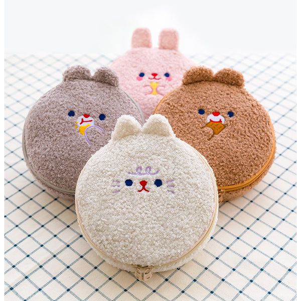 Bobo [Grey Mouse] Round Cosmetic Pouch By Milkjoy