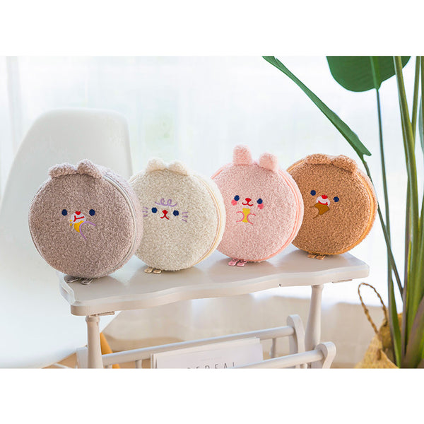 Bobo [Grey Mouse] Round Cosmetic Pouch By Milkjoy