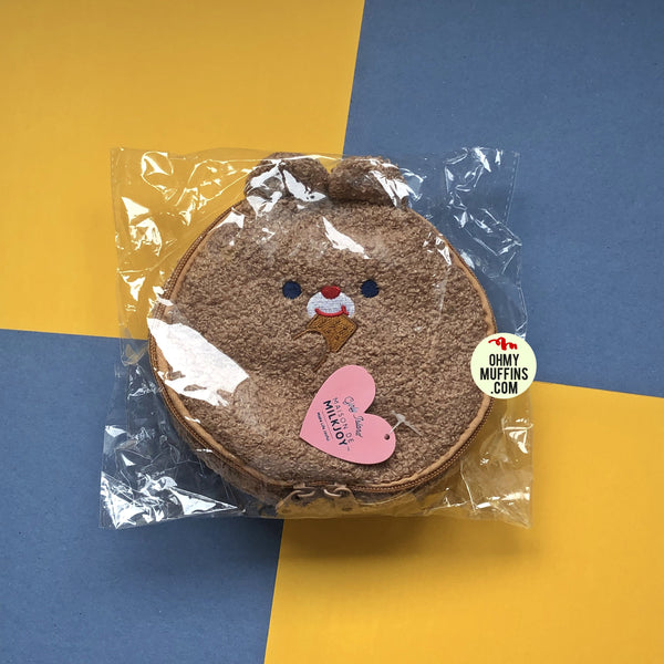 Bobo [Brown Bear] Round Cosmetic Pouch By Milkjoy
