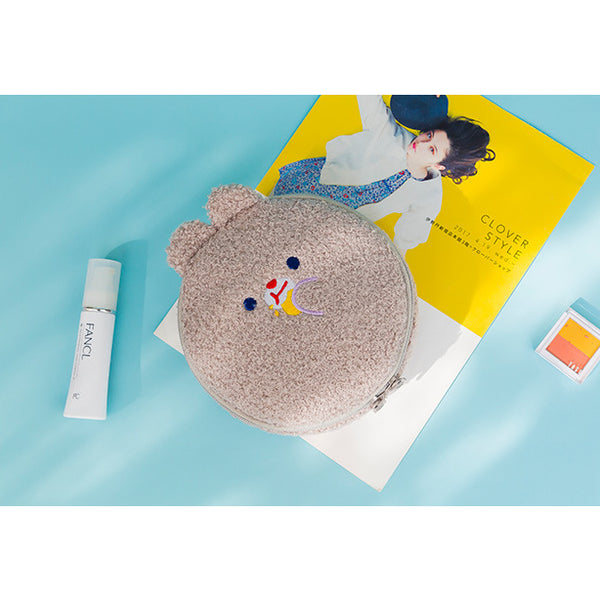 Bobo [Grey Mouse] Round Cosmetic Pouch By Milkjoy