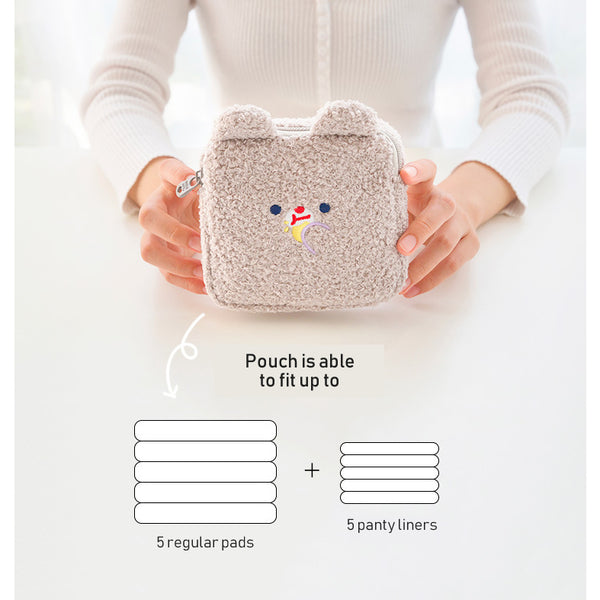 Bobo [White Cat] Sanitary Pouch By Milkjoy