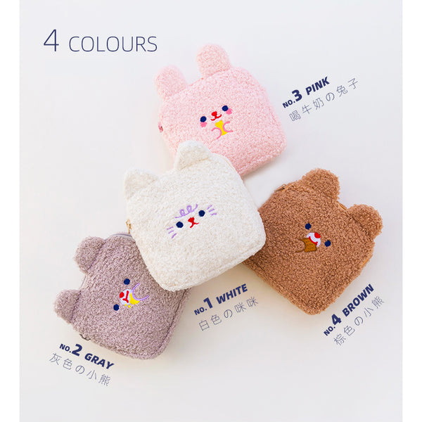 Bobo [White Cat] Sanitary Pouch By Milkjoy