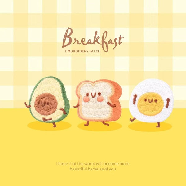 Breakfast [ Bread ] Embroidered Sticker & Iron-On Patch