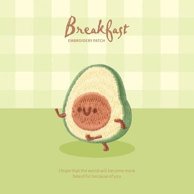 Breakfast [ Avocado ] Embroidered Sticker & Iron-On Patch