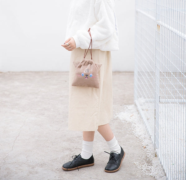 Cutie Brown Cat Drawstring Pouch By Bentoy
