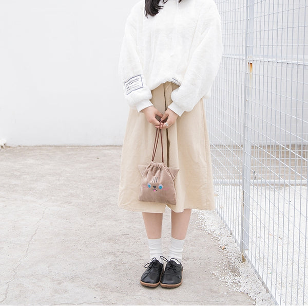 Cutie Brown Cat Drawstring Pouch By Bentoy