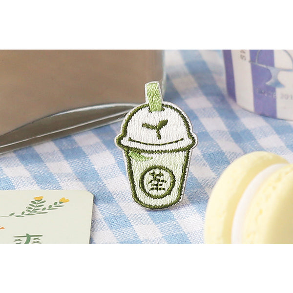 Bubble Tea [ Matcha Milk Tea ] Embroidered Sticker & Iron-On Patch