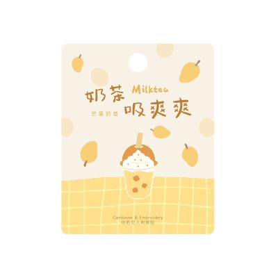 Bubble Tea [Mango Milk Tea] Embroidered Sticker & Iron-On Patch