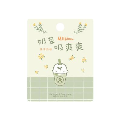 Bubble Tea Matcha Milk Tea Embroidered Sticker & Iron-On Patch