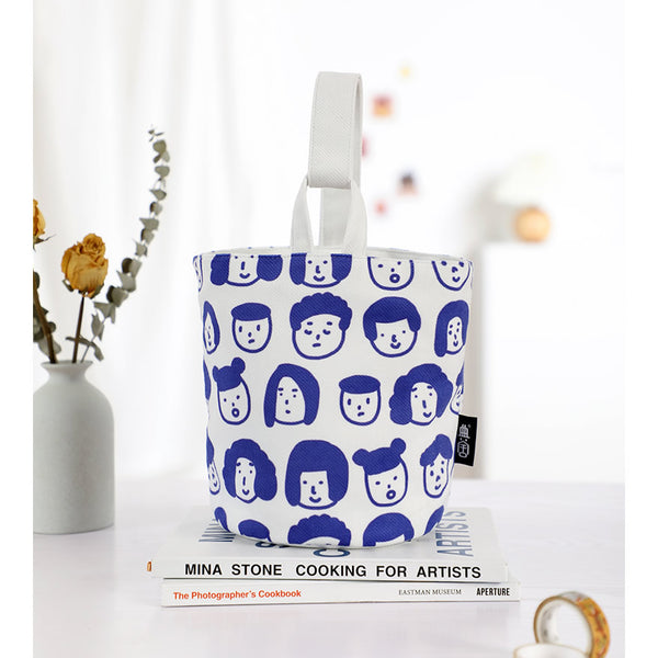 Faces [White] Canvas Bucket Bag