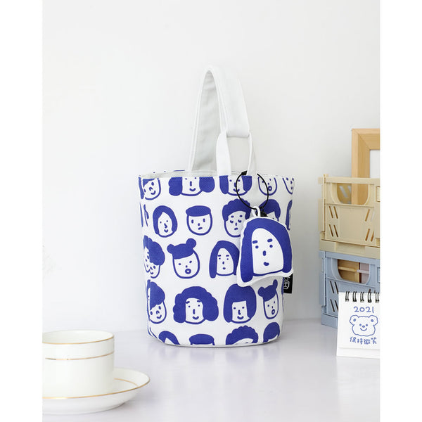 Faces [White] Canvas Bucket Bag