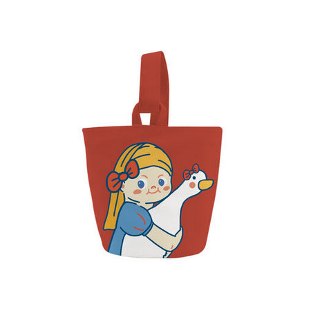 Girl Goose [Red] Canvas Bucket Bag