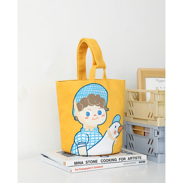 Girl Goose [Yellow] Canvas Bucket Bag