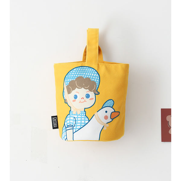 Girl Goose [Yellow] Canvas Bucket Bag
