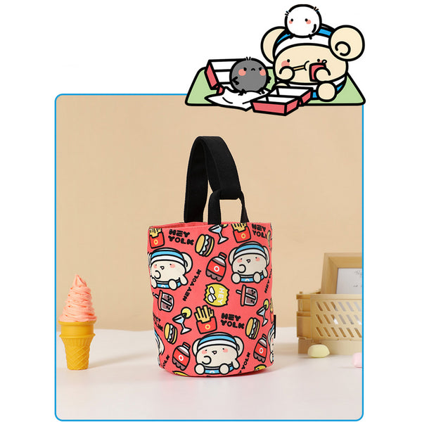 Good Morning Eggs [Red] Canvas Bucket Bag