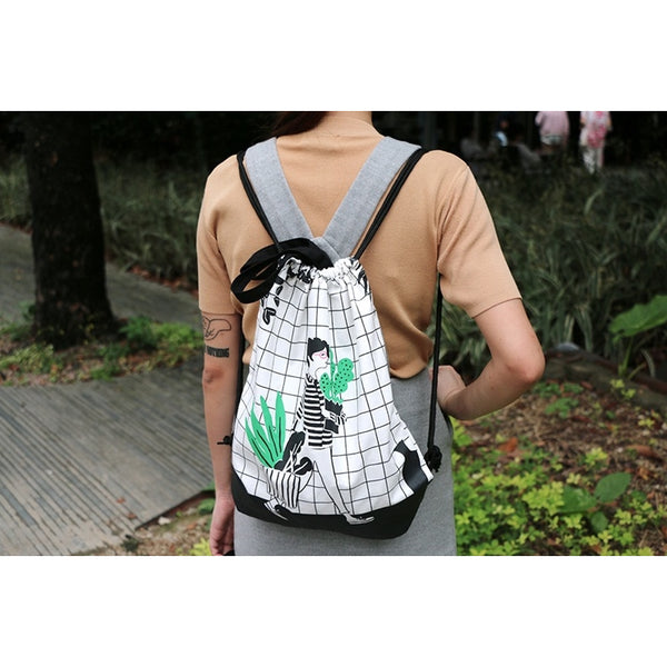 Cactus [Girl] Drawstring Backpack By Colourup