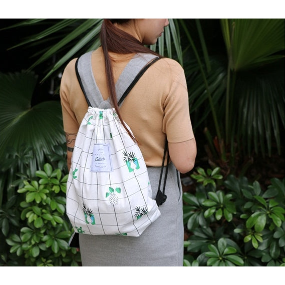 Cactus [Plants] Drawstring Backpack By Colourup