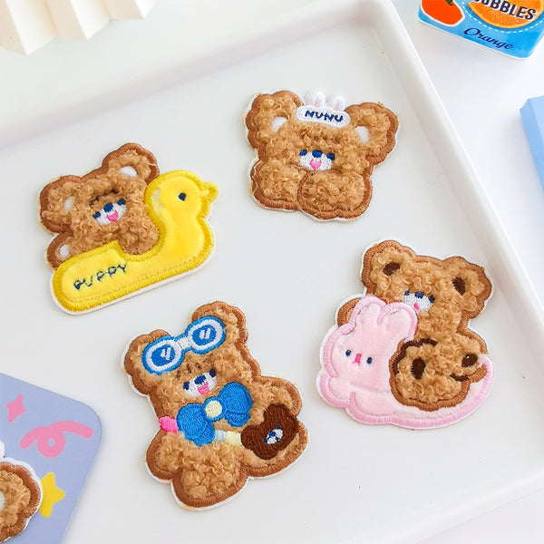 Cake Bear [Happy Bear] Embroidered Sticker & Iron-On Patch