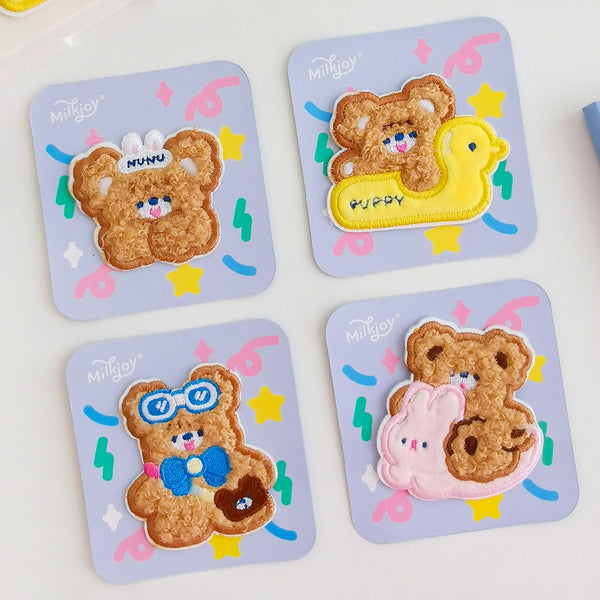 Cake Bear [Happy Bear] Embroidered Sticker & Iron-On Patch