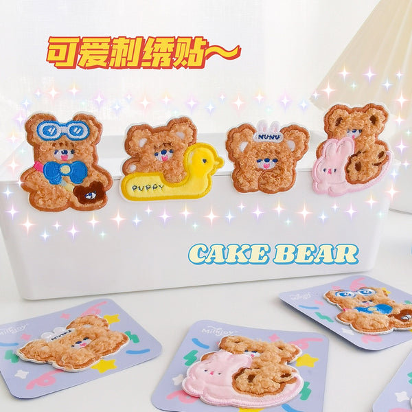 Cake Bear [ Rabbit ] Furry Embroidered Sticker & Iron-On Patch