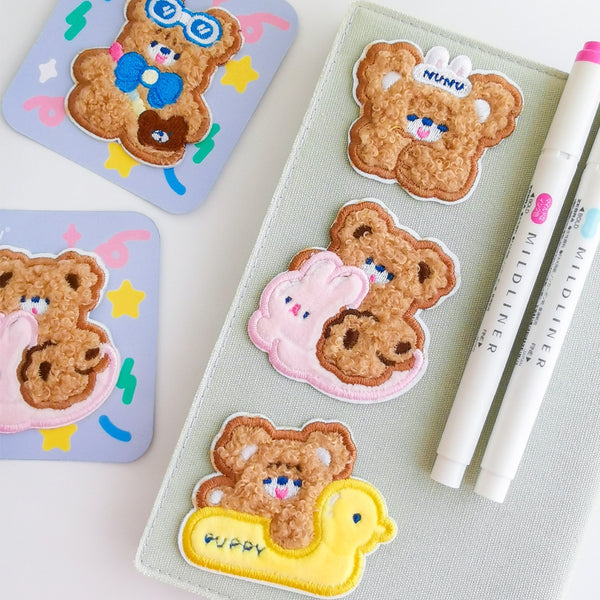 Cake Bear [Happy Bear] Embroidered Sticker & Iron-On Patch