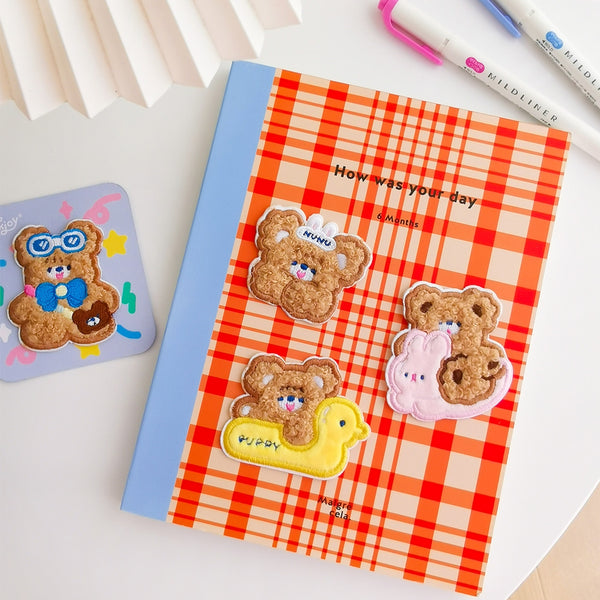 Cake Bear [Happy Bear] Embroidered Sticker & Iron-On Patch