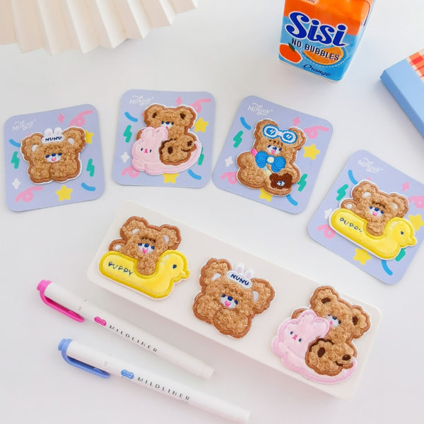 Cake Bear [Blue Ribbon] Embroidered Sticker & Iron-On Patch