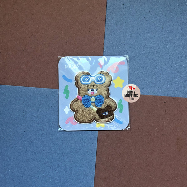 Cake Bear [Blue Ribbon] Embroidered Sticker & Iron-On Patch