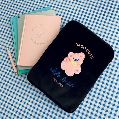 Cake Bear [Black] Tablet Sleeve By Milkjoy