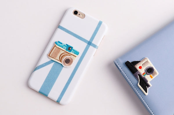Vintage Camera [White] Embroidered Sticker Patch