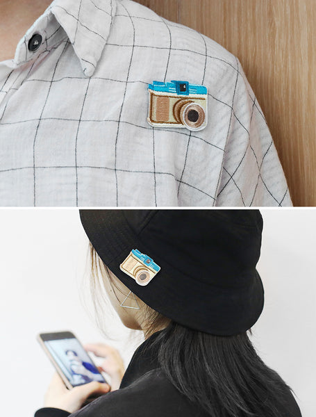 Vintage Camera [Blue] Embroidered Sticker Iron-On Patch