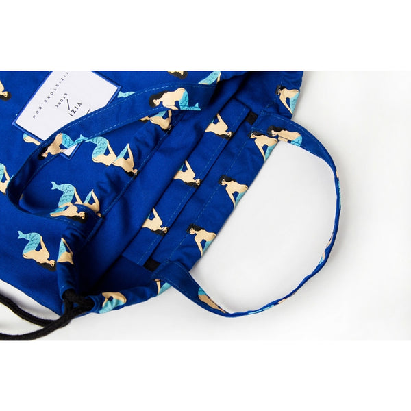 Canvas [Mermaid] Drawstring Backpack By YIZI STORE