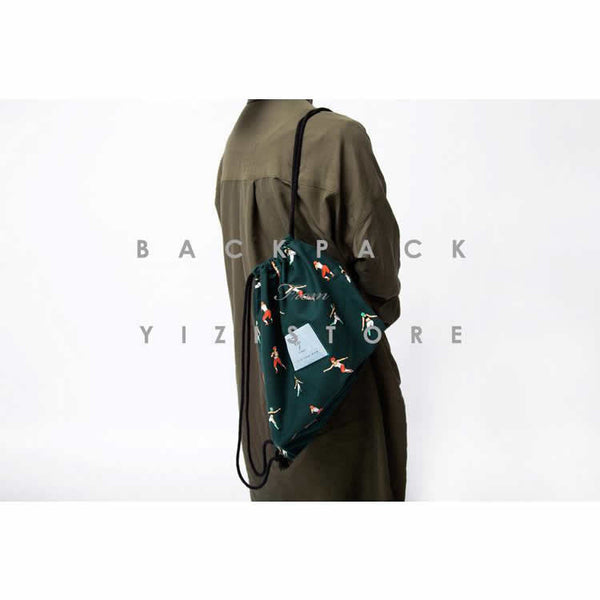 Canvas [Rugby] Drawstring Backpack By YIZI STORE