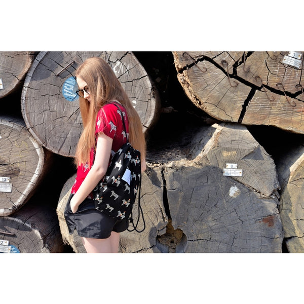 Canvas [Zebra] Drawstring Backpack By YIZI STORE