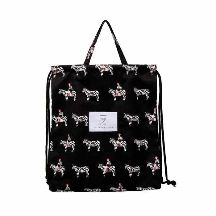 Canvas Zebra Drawstring Backpack By YIZI STORE