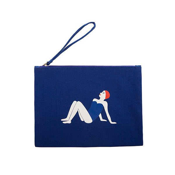 Canvas Swimsuit Girl Flat Pouch By YIZI STORE