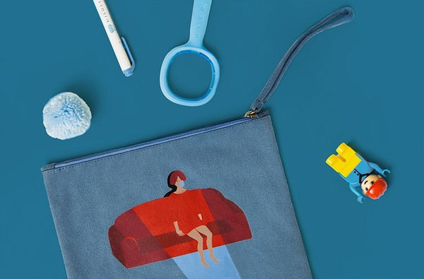 Canvas Watching TV Flat Pouch By YIZI STORE