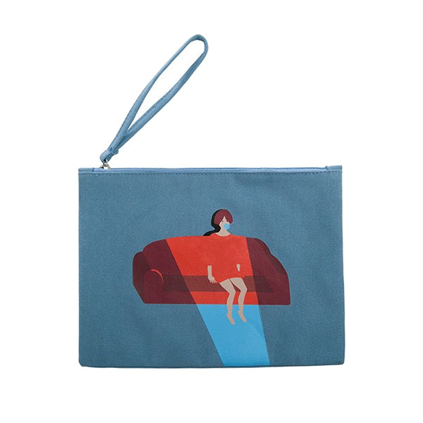 Canvas Watching TV Flat Pouch By YIZI STORE