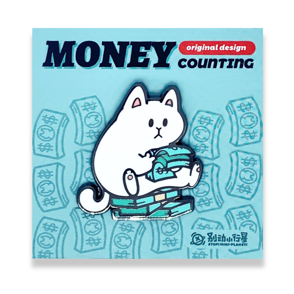 White Cat [Money Counting] Pin