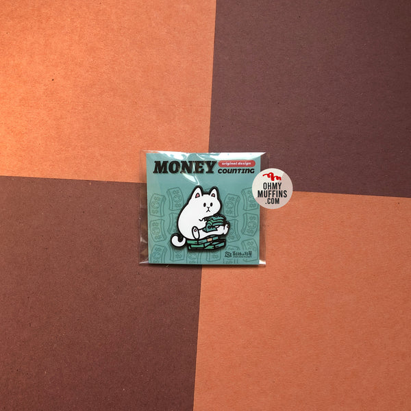 White Cat [Money Counting] Pin