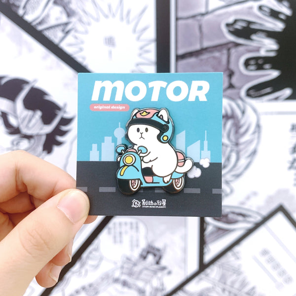 White Cat [ Motorcycle ] Pin