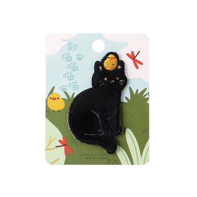 Cat Black Cat & Chick Embroidered Sticker Patch