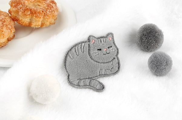 Cat Grey Tabby Cat Embroidered Sticker & Iron-on Patch